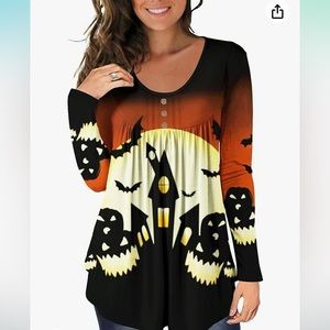 NWT Black Brown Yellow Gold shirttail hem top long sleeved tunic